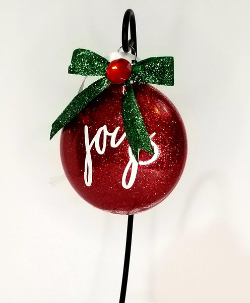 Joy Red Glitter Bomb Ornament - God Is Love Apparel