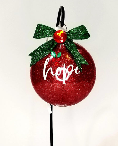 Hope Red Glitter Bomb Ornament