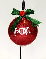 Faith Red Glitter Bomb Ornament