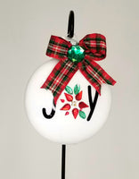 Joy White Farmhouse Ornament