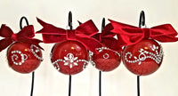 Burgundy All Over Flourish Pearl and Rhinestone Vintage Christmas Ornament
