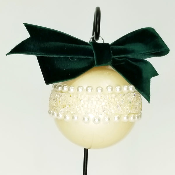 Wrap Around Pearl and Crystal Champagne Ornament